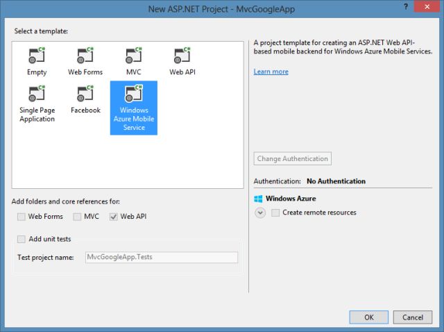 Windows Azure Project Template in VS 2013